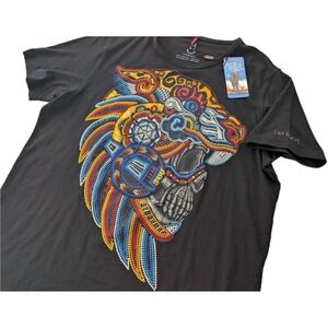 Ay Guey Eagle Aguila Skull T-Shirt Men's Size M Handmade Super Soft Colorful